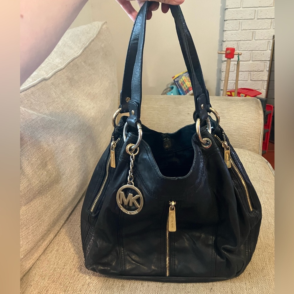 Michael Kors Black Leather Tote Bag - Picture 2 of 9
